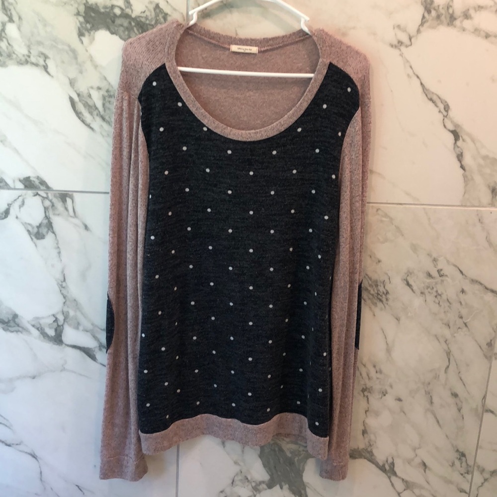 Cute polka dot sweater with elbow patches